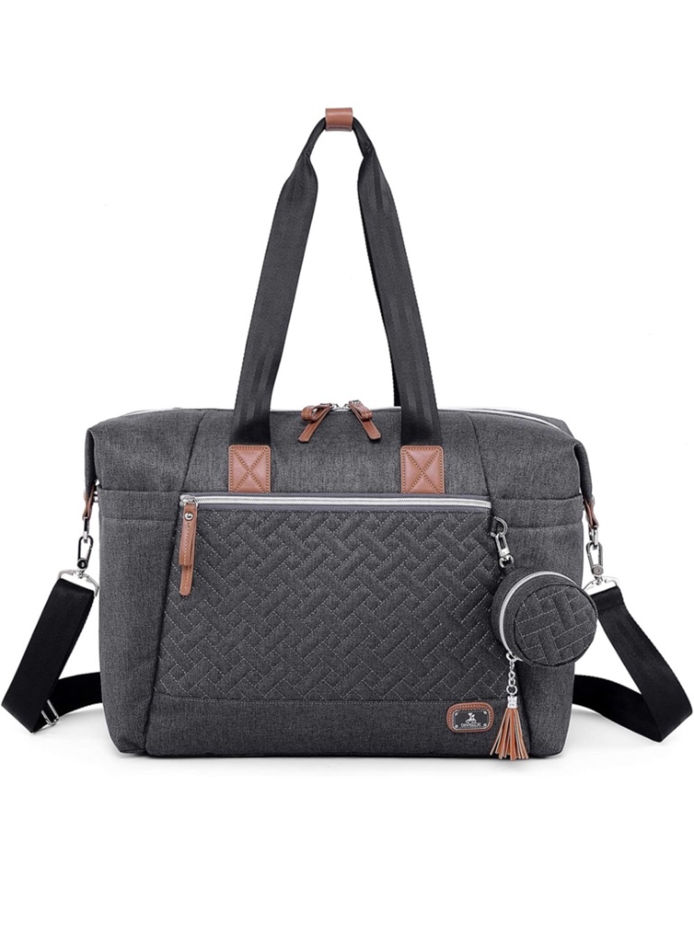 Dikaslon Large Quilted Tote Bag - Travel Weekender & Laptop Bag - Black